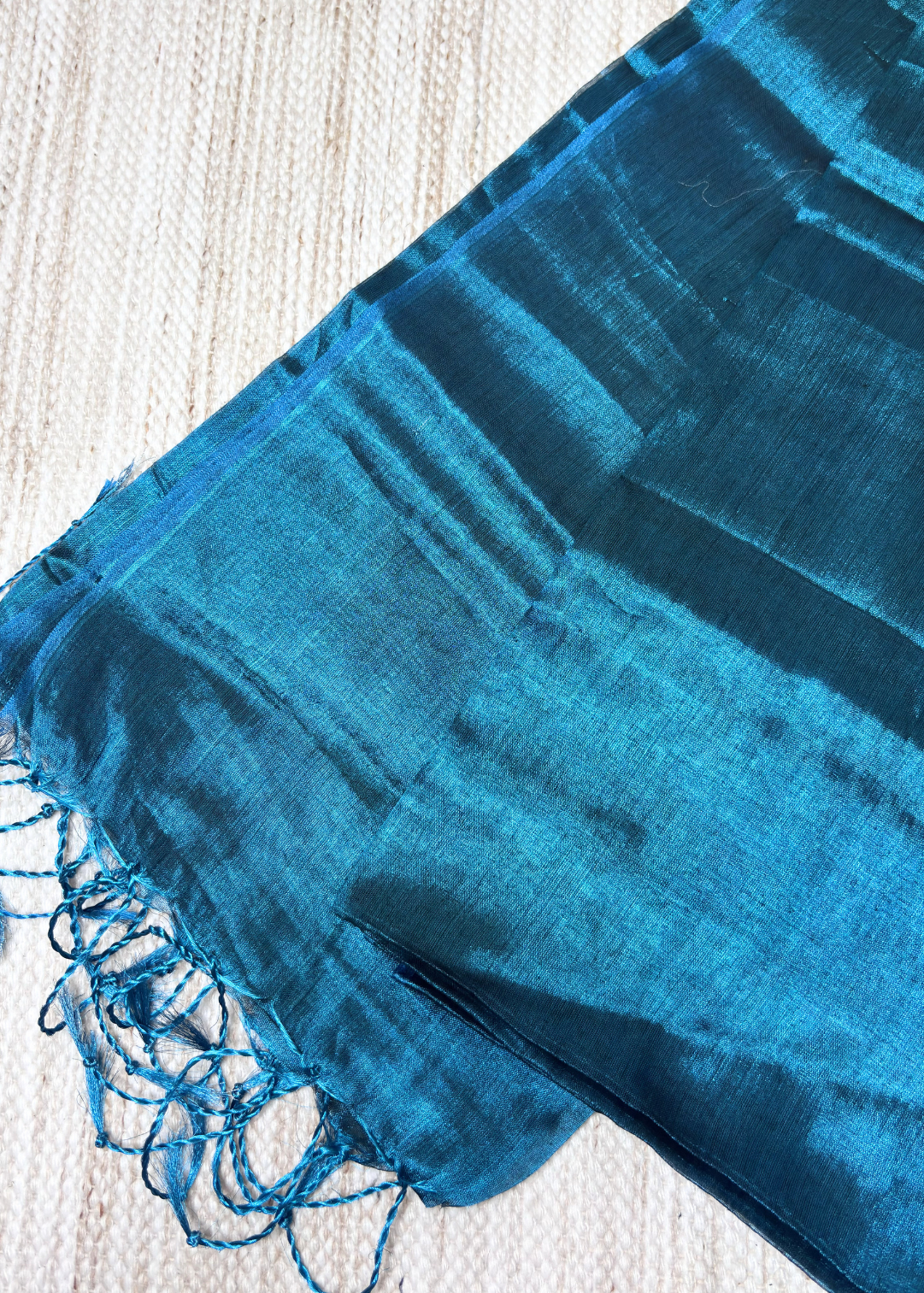 Peacock Green Plain Raga Tissue Silk