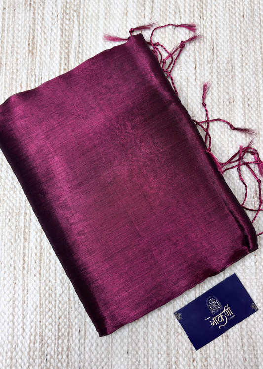 Amsuli Purple Plain Raga Tissue Silk