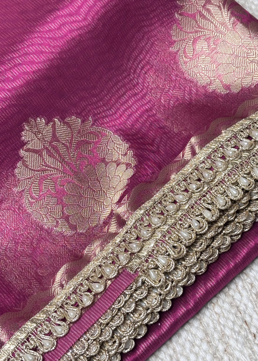 Rani Pink Banarasi Tissue Silk