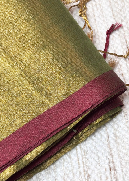 Mehendi Green Plain Raga Tissue Silk