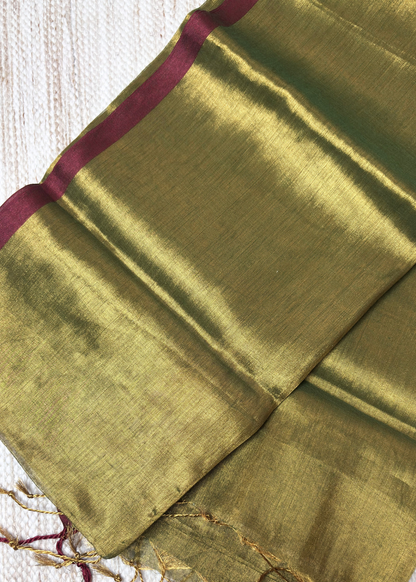 Mehendi Green Plain Raga Tissue Silk