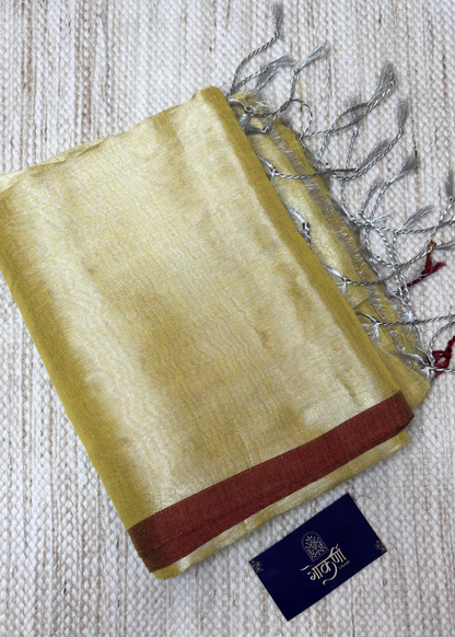 Lemon Yellow Plain Raga Tissue Silk