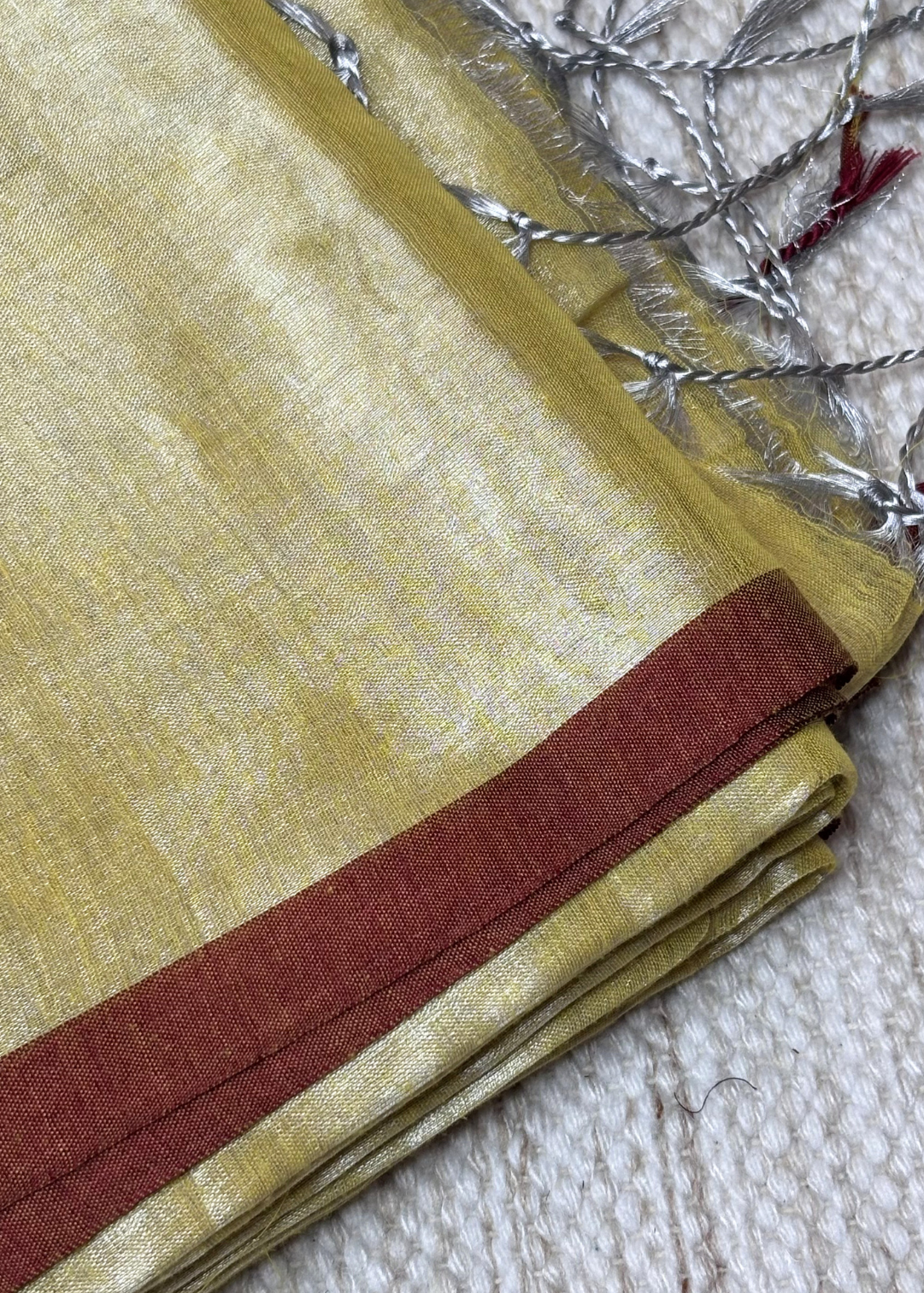 Lemon Yellow Plain Raga Tissue Silk