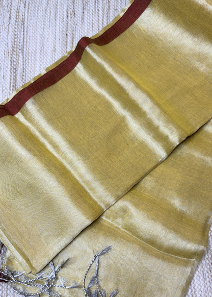 Lemon Yellow Plain Raga Tissue Silk