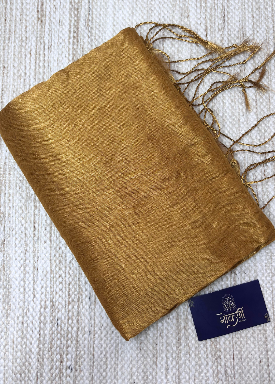 Mustered Yellow Plain Raga Tissue Silk
