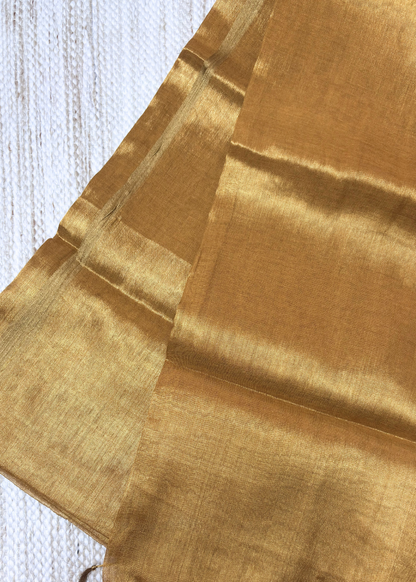 Mustered Yellow Plain Raga Tissue Silk