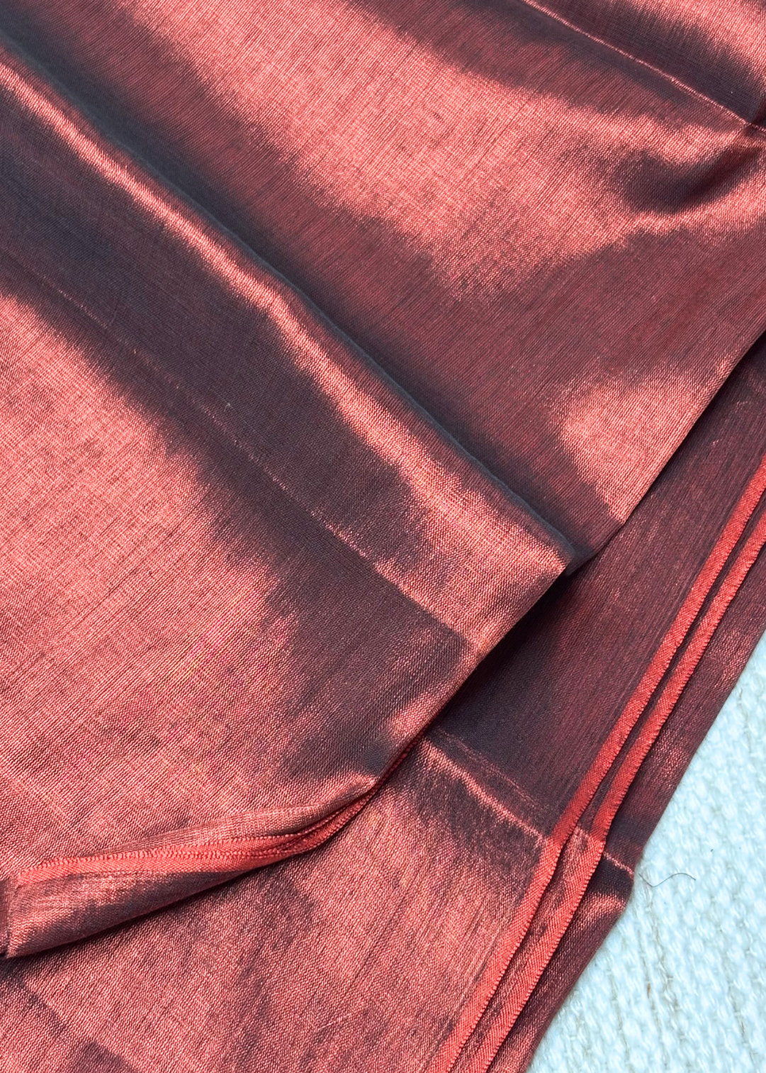 Maroon Plain Raga Tissue Silk