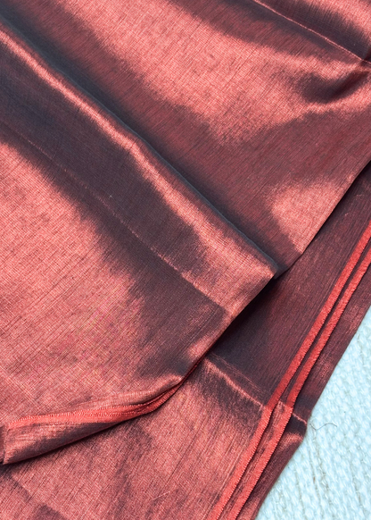 Maroon Plain Raga Tissue Silk
