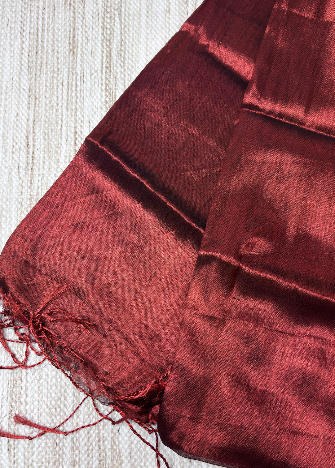 Maroon Plain Raga Tissue Silk