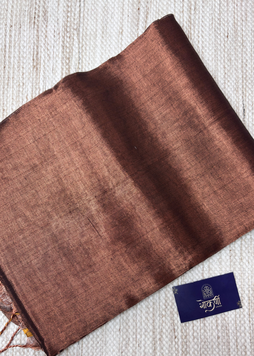 Rust Plain Raga Tissue Silk