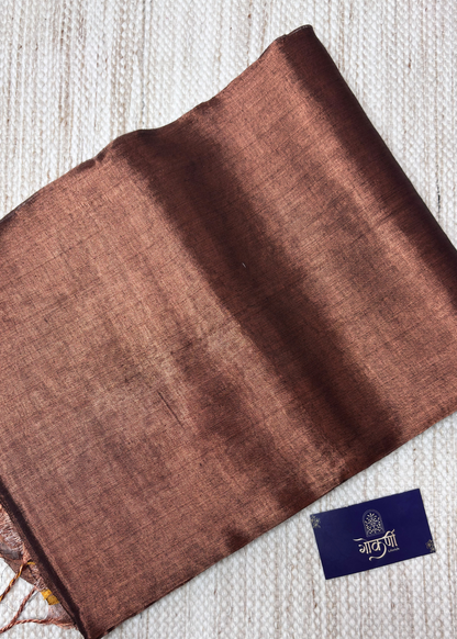 Rust Plain Raga Tissue Silk