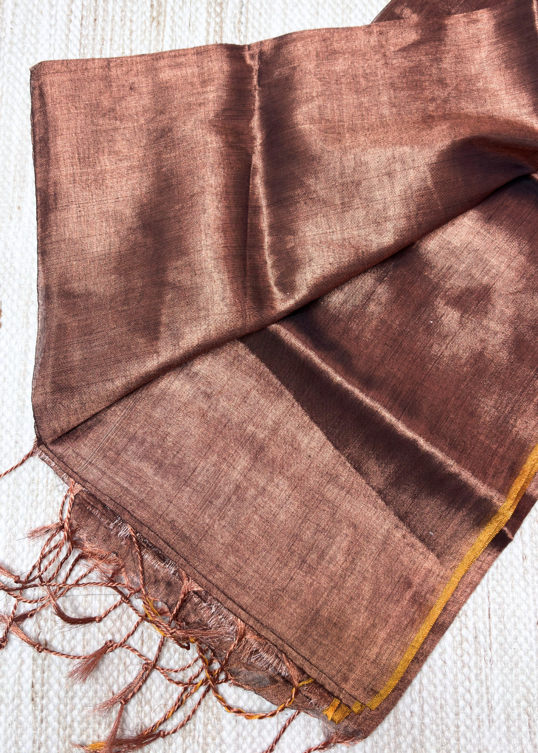 Rust Plain Raga Tissue Silk