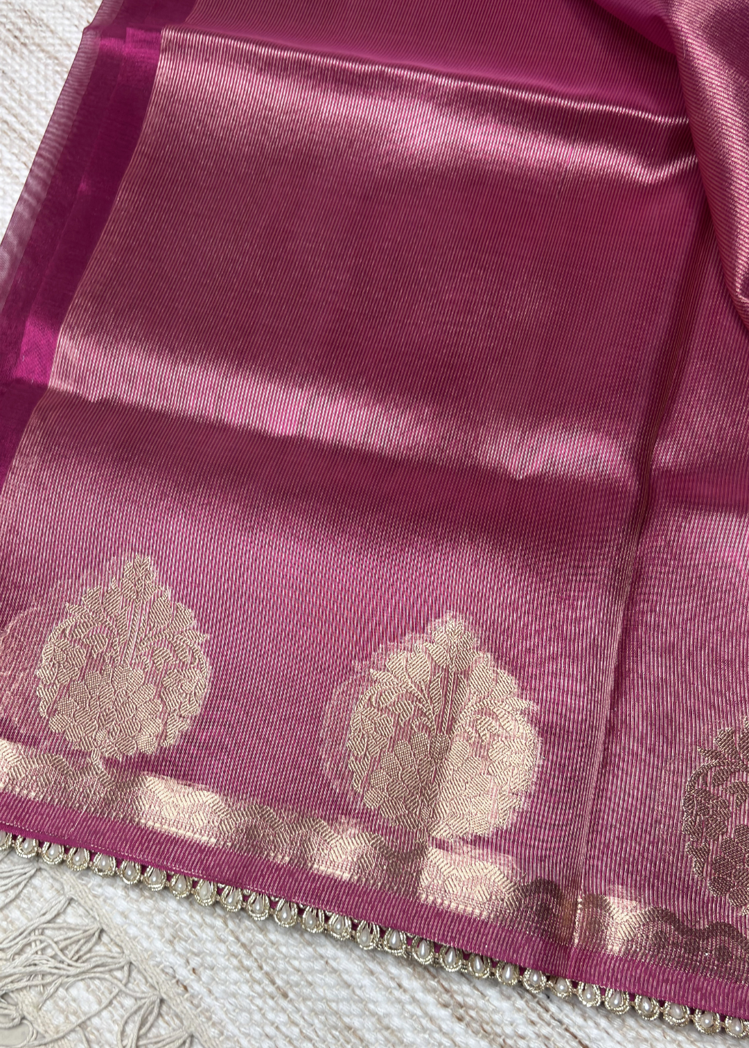 Rani Pink Banarasi Tissue Silk