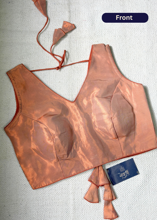V Neck Rose God Silk Blouse