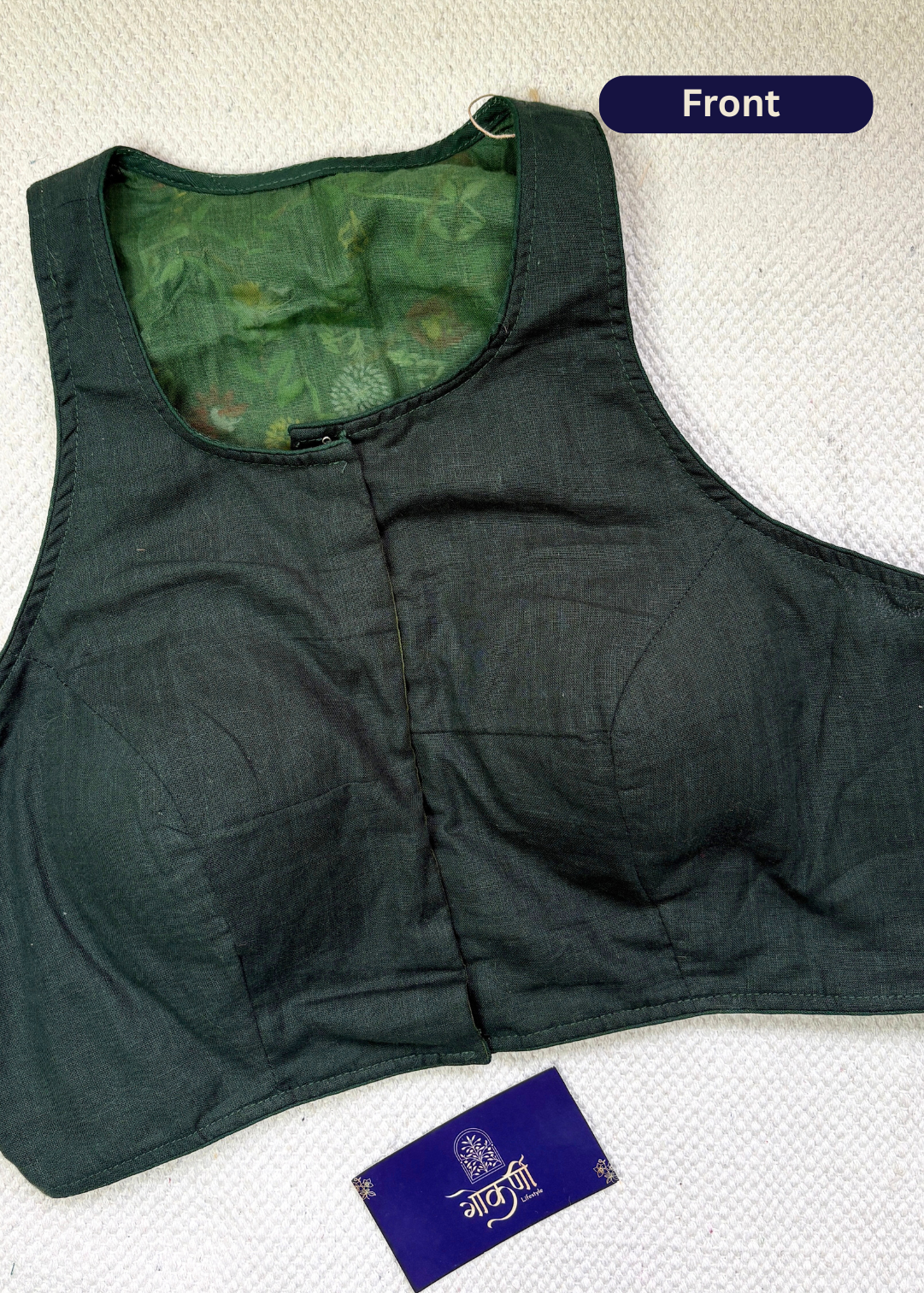 Halter Neck Bottle Green Blouse
