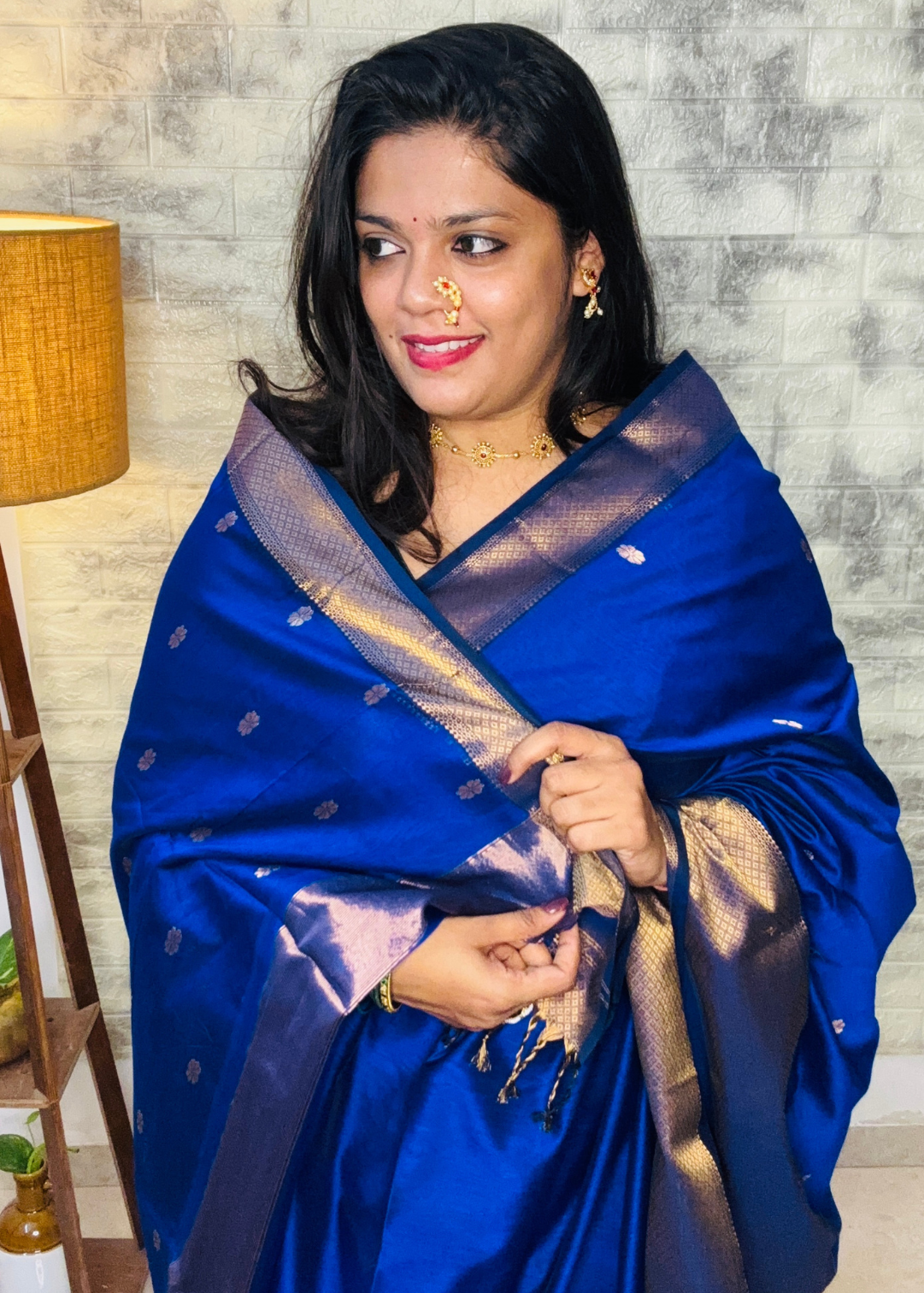 Blue Surajmukhi Butti Maheshwari