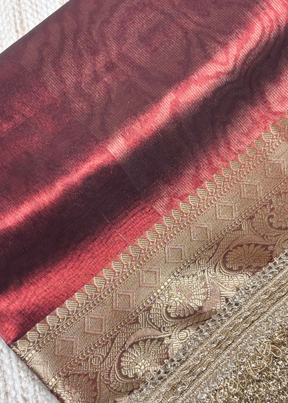 Brown Banarasi Tissue Silk