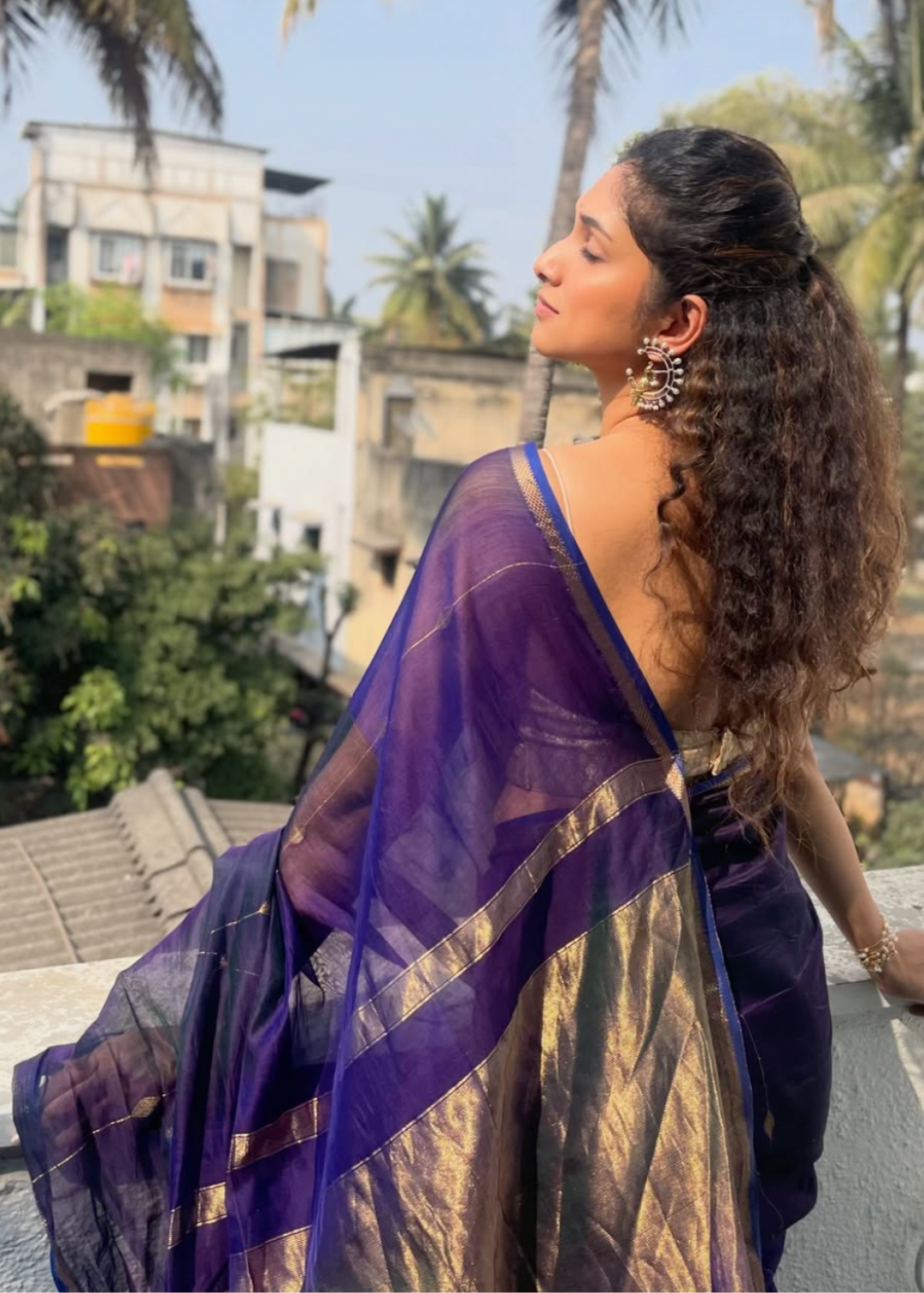 Purple Dhoop Chav Diamond Butti - Chatai Border Maheshwari
