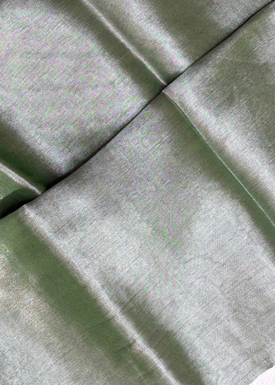 Olive Green Raga Tissue Silk