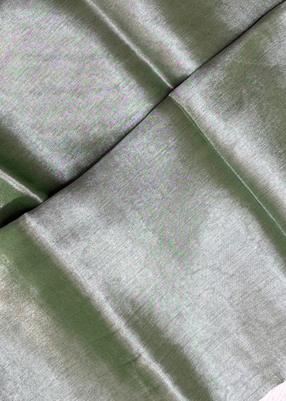 Olive Green Raga Tissue Silk
