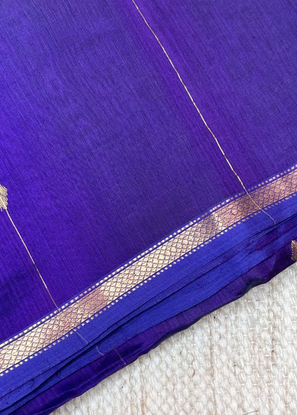 Royal Blue Dhoop Chave Diamond Butti - Chatai Border Maheshwari