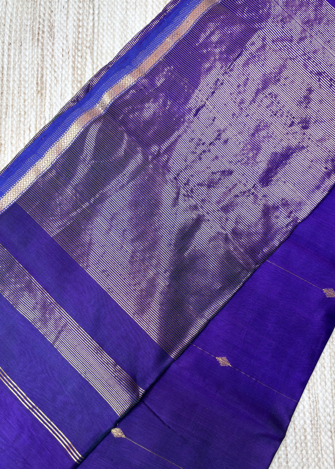 Royal Blue Dhoop Chave Diamond Butti - Chatai Border Maheshwari