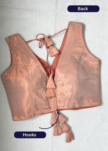 V Neck Rose God Silk Blouse