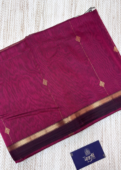 Pink Diamond Butti - Chatai Border Maheshwari