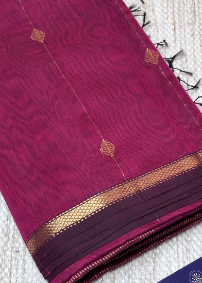 Pink Diamond Butti - Chatai Border Maheshwari