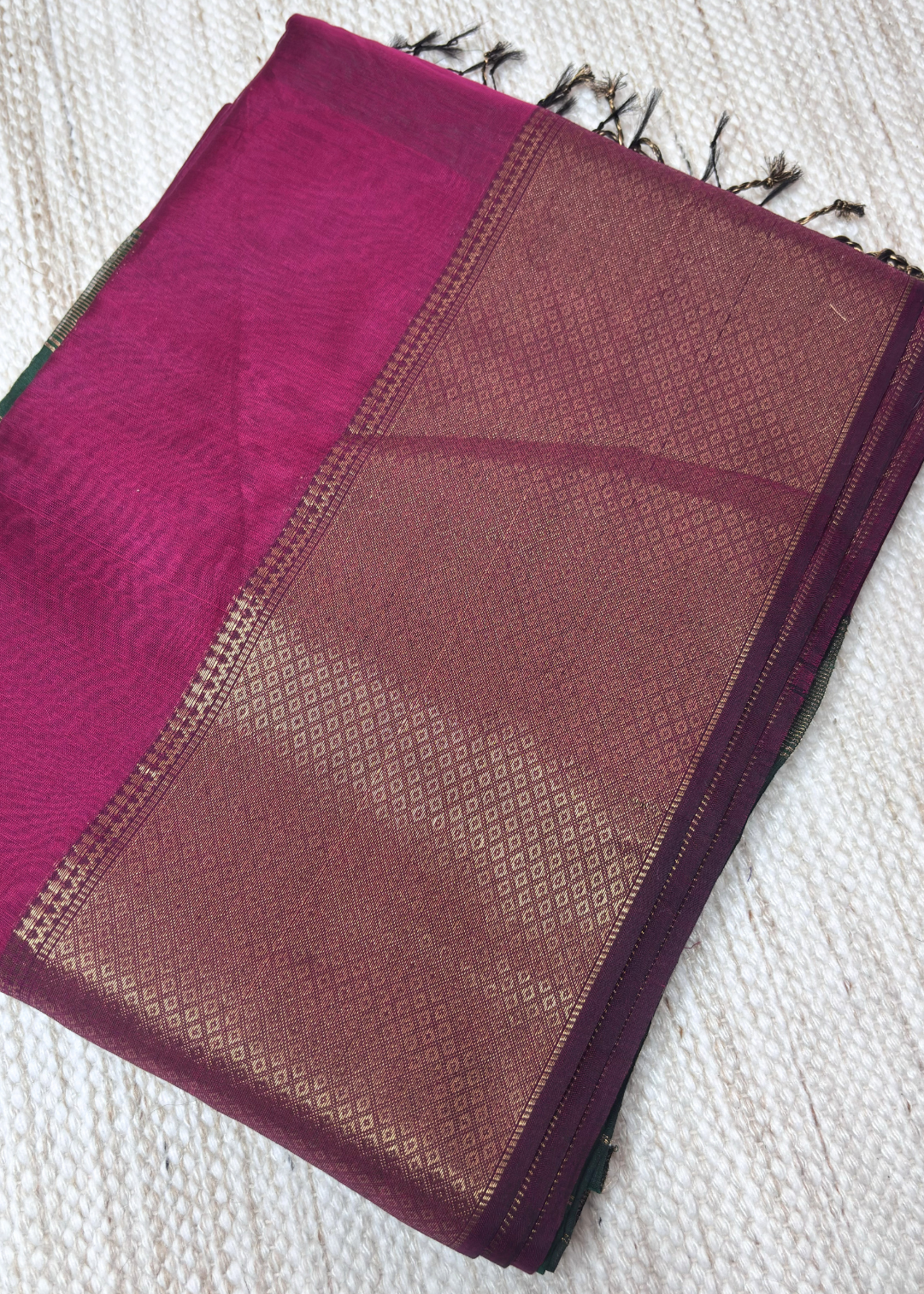 Rani Pink Plain Maheshwari