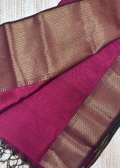 Rani Pink Plain Maheshwari