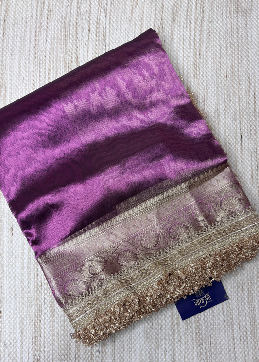 Purple Banarasi Tissue Silk