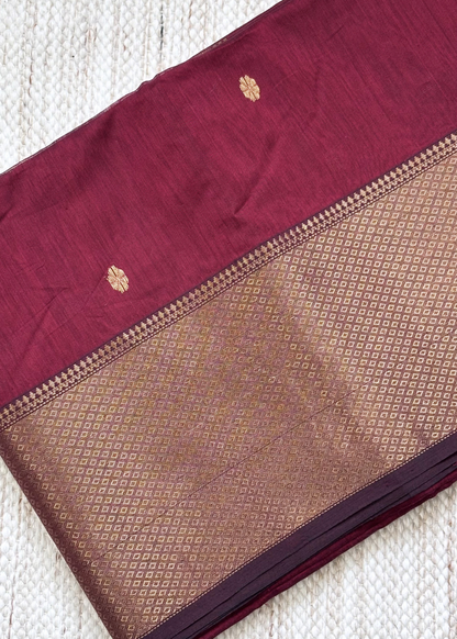 Maroon Surajmukhi Butti Maheshwari