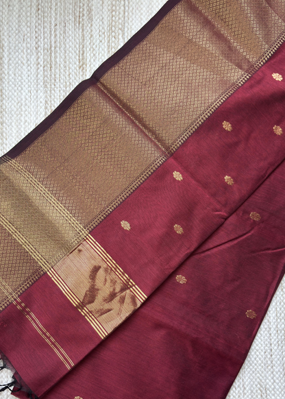 Maroon Surajmukhi Butti Maheshwari