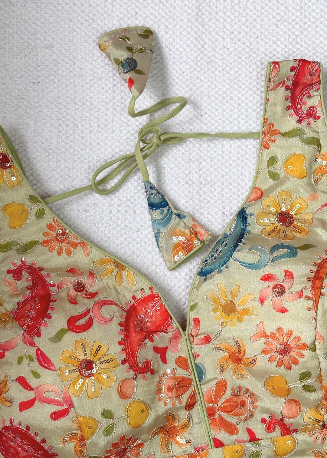 Pistachio Green Embroidered Blouse
