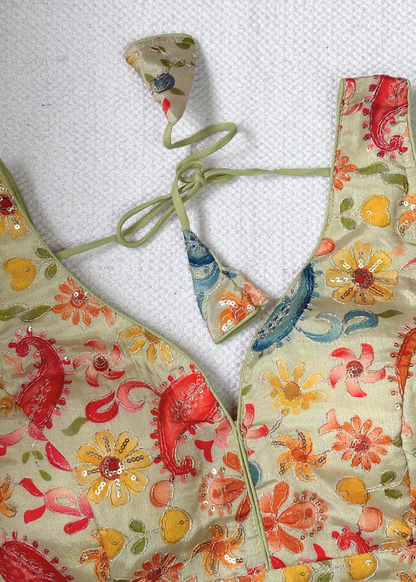 Pistachio Green Embroidered Blouse