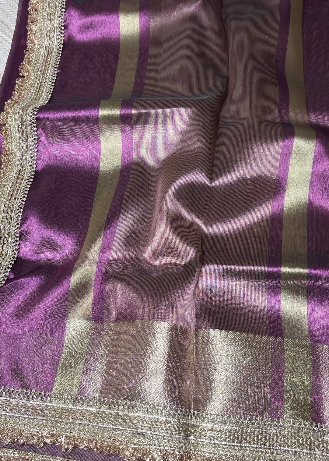 Purple Banarasi Tissue Silk