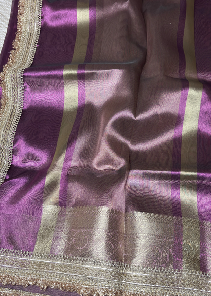 Purple Banarasi Tissue Silk