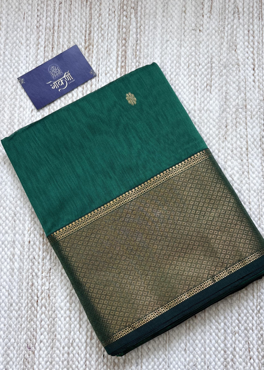 Bottle Green Surajmukhi Butti Maheshwari