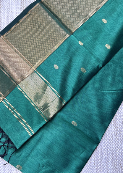 Bottle Green Surajmukhi Butti Maheshwari