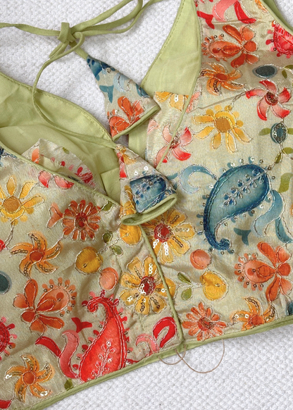 Pistachio Green Embroidered Blouse