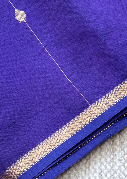 Dual Shade Navy Blue Diamond Butti - Chatai Border Maheshwari