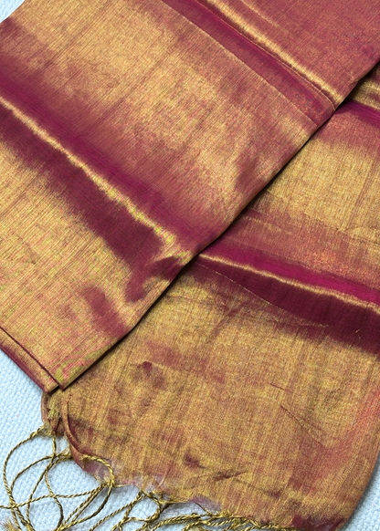 Orange Pink Dhoop Chaav Raga Tissue Silk