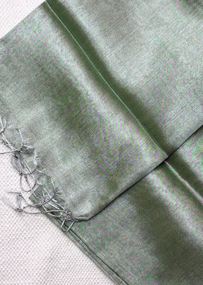 Olive Green Raga Tissue Silk