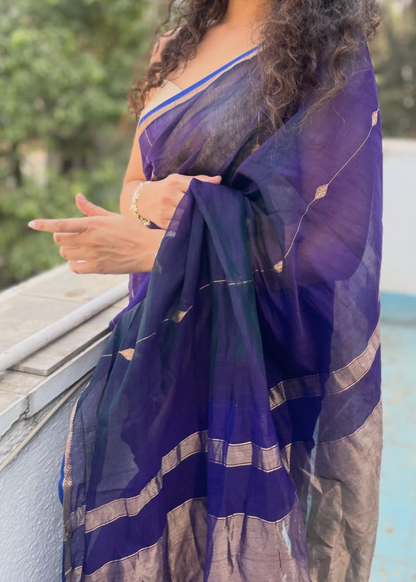 Purple Dhoop Chav Diamond Butti - Chatai Border Maheshwari
