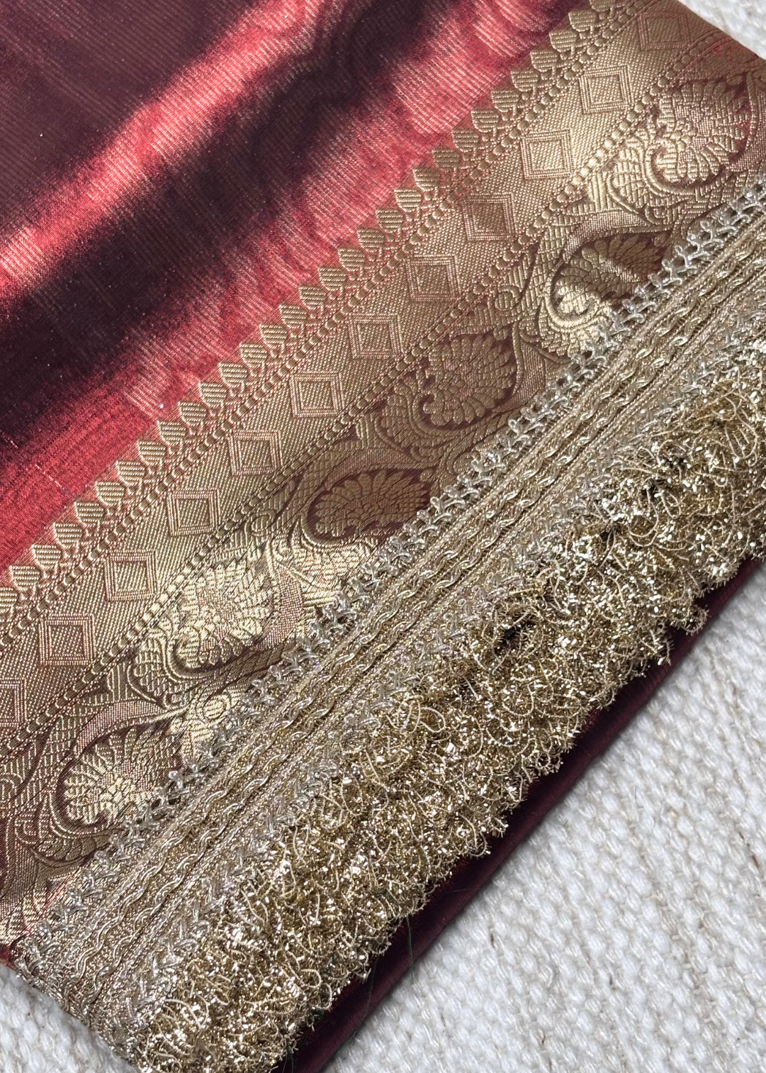 Brown Banarasi Tissue Silk