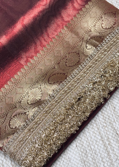 Brown Banarasi Tissue Silk