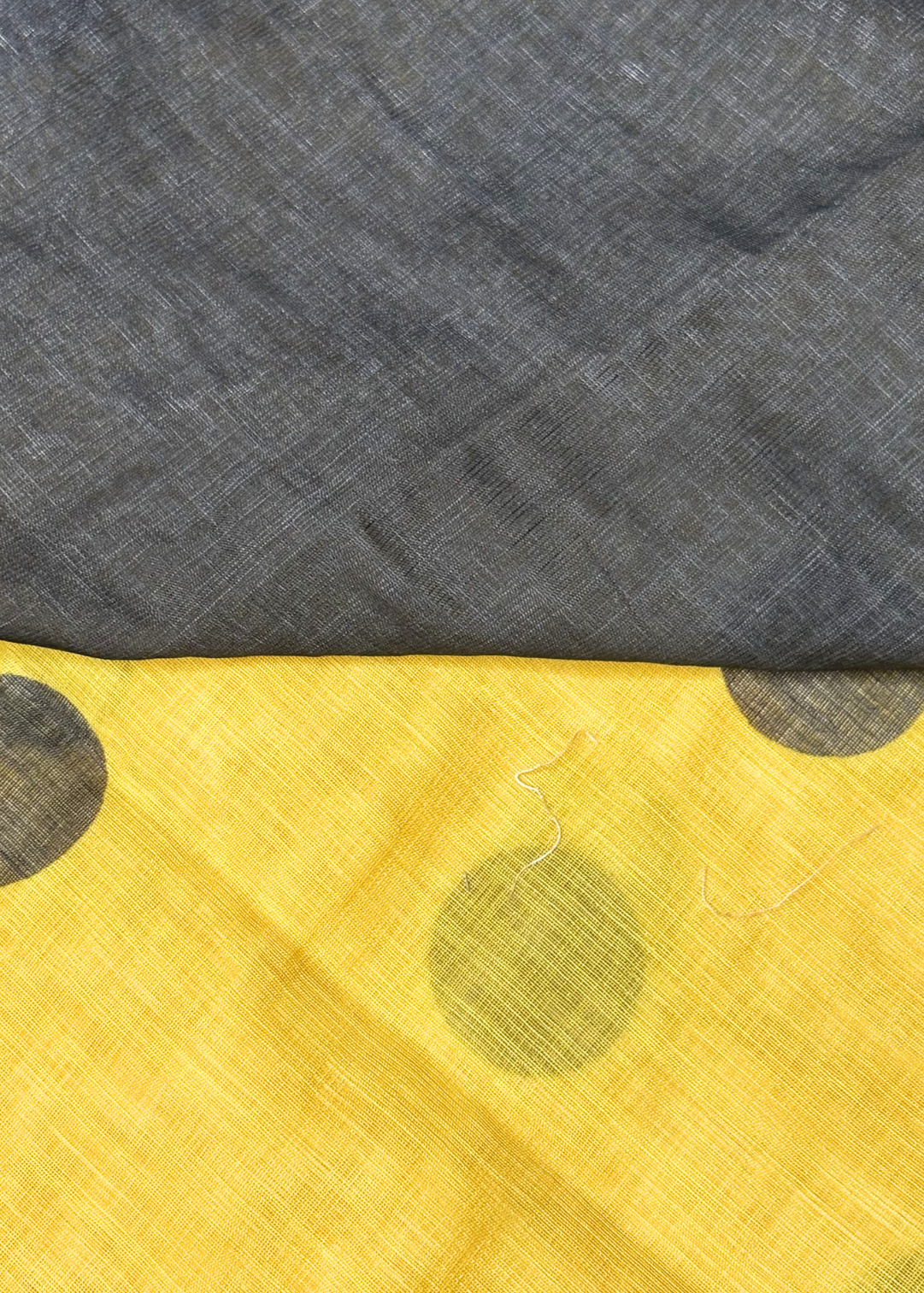 Yellow Printed Polka Dot Cut Work