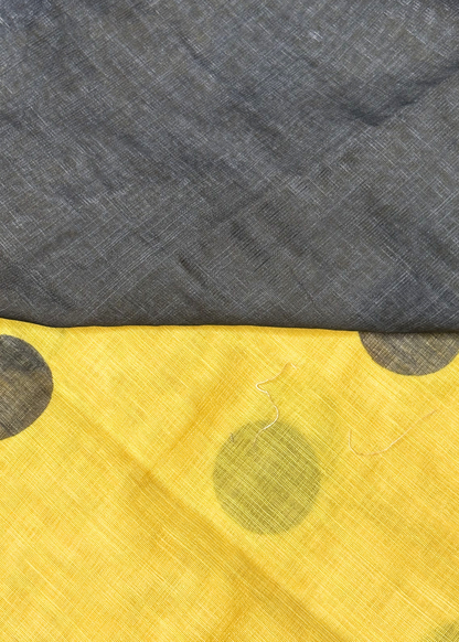 Yellow Printed Polka Dot Cut Work