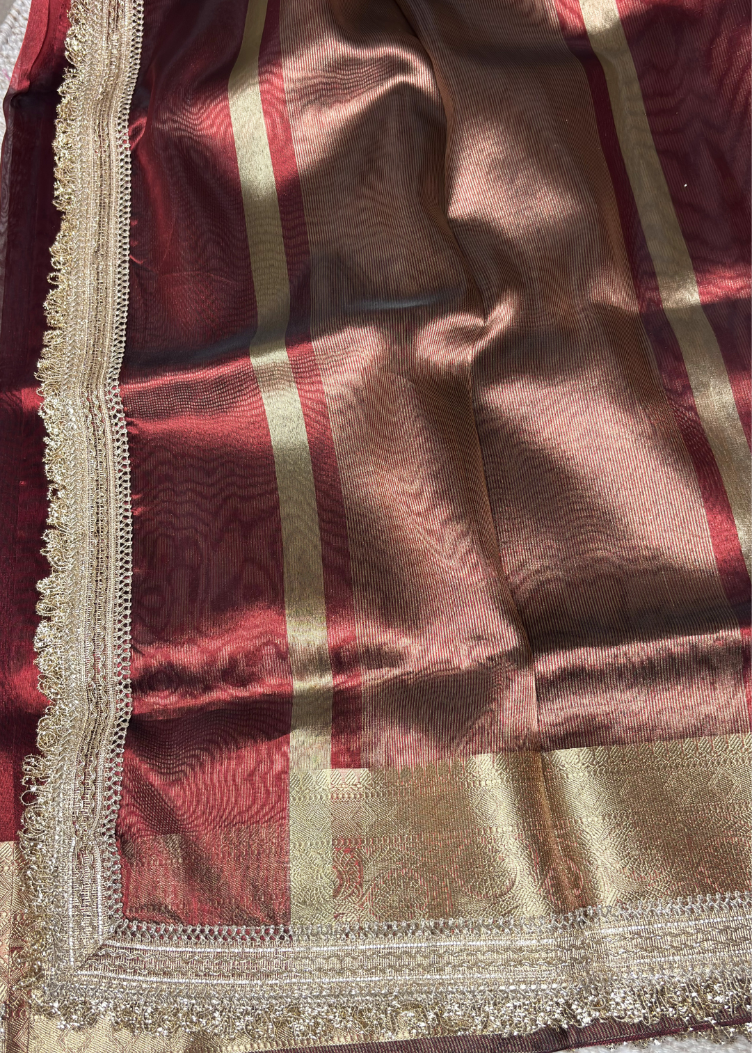 Brown Banarasi Tissue Silk